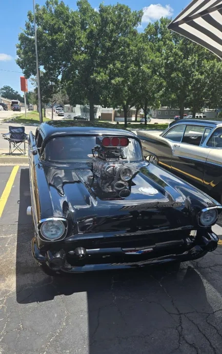 Classic car on display at the Heart Hair Salon car show