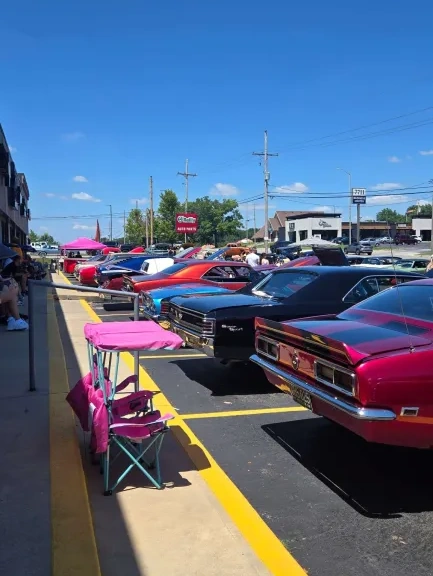 Classic car on display at the Heart Hair Salon car show