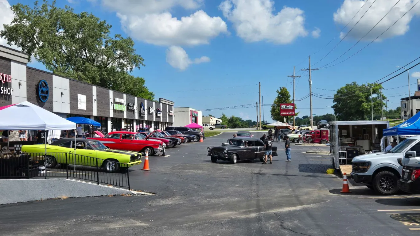 Classic car on display at the Heart Hair Salon car show