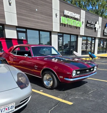 Classic car on display at the Heart Hair Salon car show